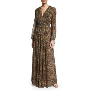 Ronny Kobo Brown Tan Black, Long Sleeve Maxi Dress